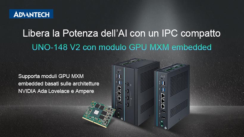 Advantech lancia l’edge computer industriale per barra DIN UNO-148 V2 con funzionalità AI avanzate